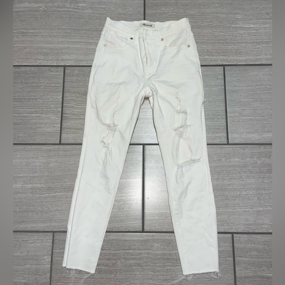 Madewell 9” high rise skinny crop white jeans